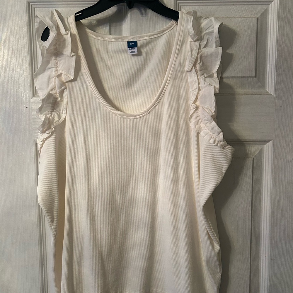 Old Navy Women's Cream Ruffle Sleeve Top New!